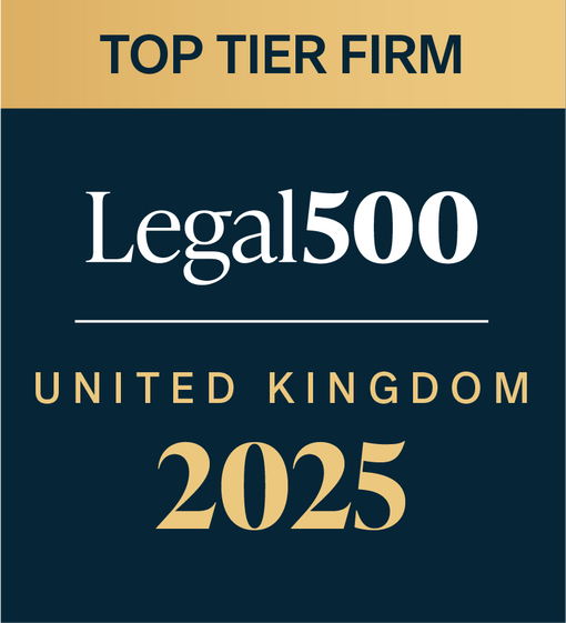 Legal 500 Icon stating Top Tier Firm Legal 500 United Kingdom 2025